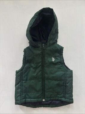 U.S. Polo Assn. Dark Green Hooded Quilted Kids Vest
